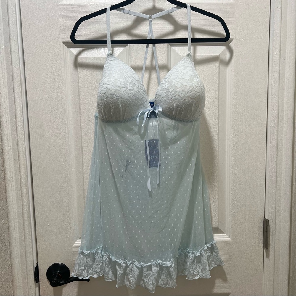 NWT Apt. 9 Kerrie Floral Babydoll Lingerie Set Ice Blue XXL (Plus Size)